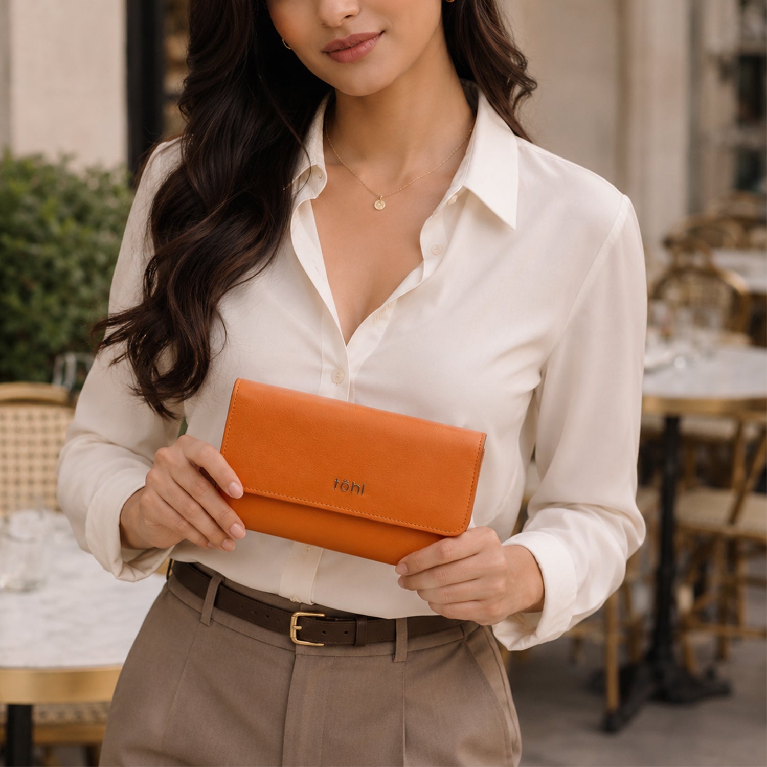 ALLEN WOMEN'S FLAPOVER WALLET - ORANGE MELON
