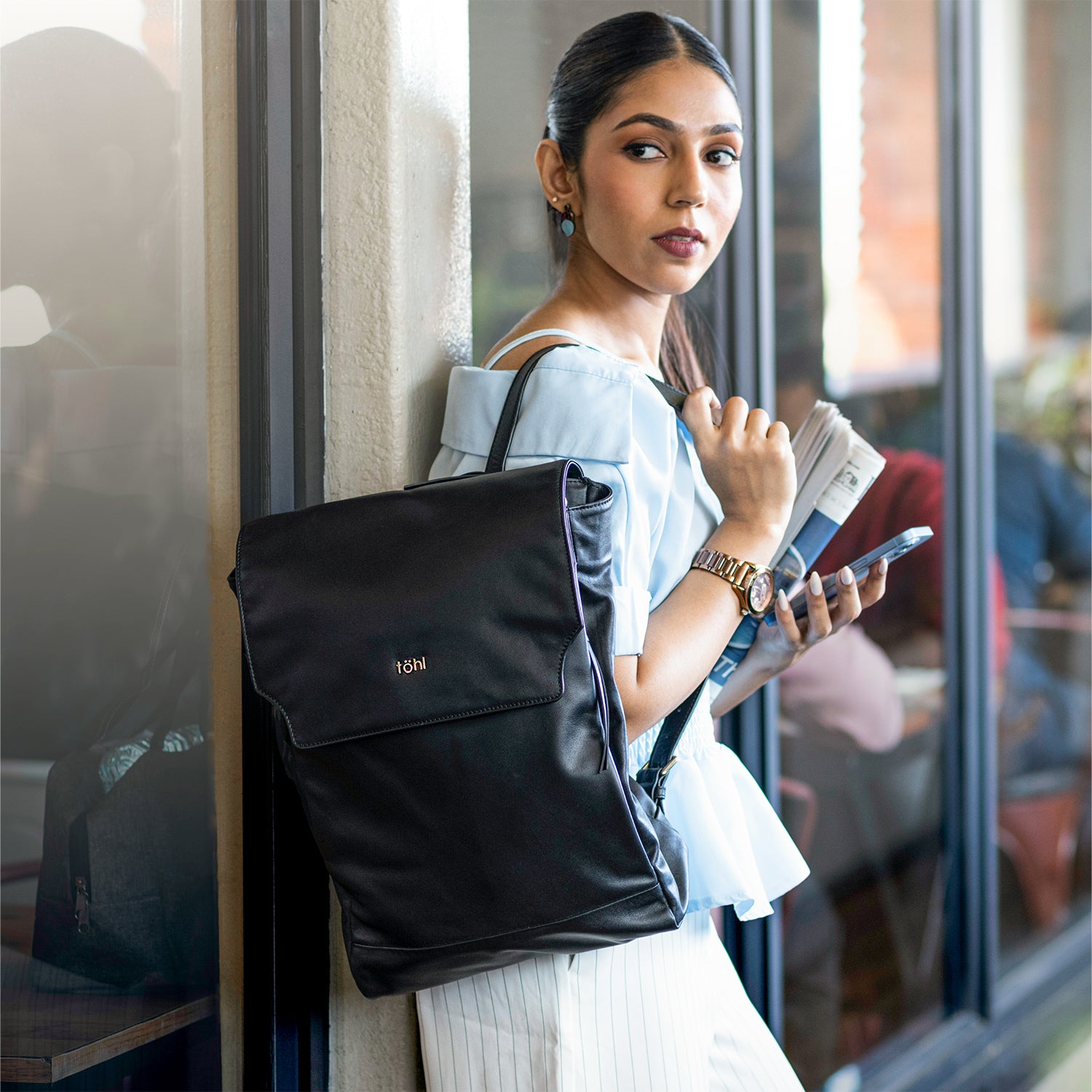 ANGELINA WOMEN'S BACKPACK - CHARCOL BLACK