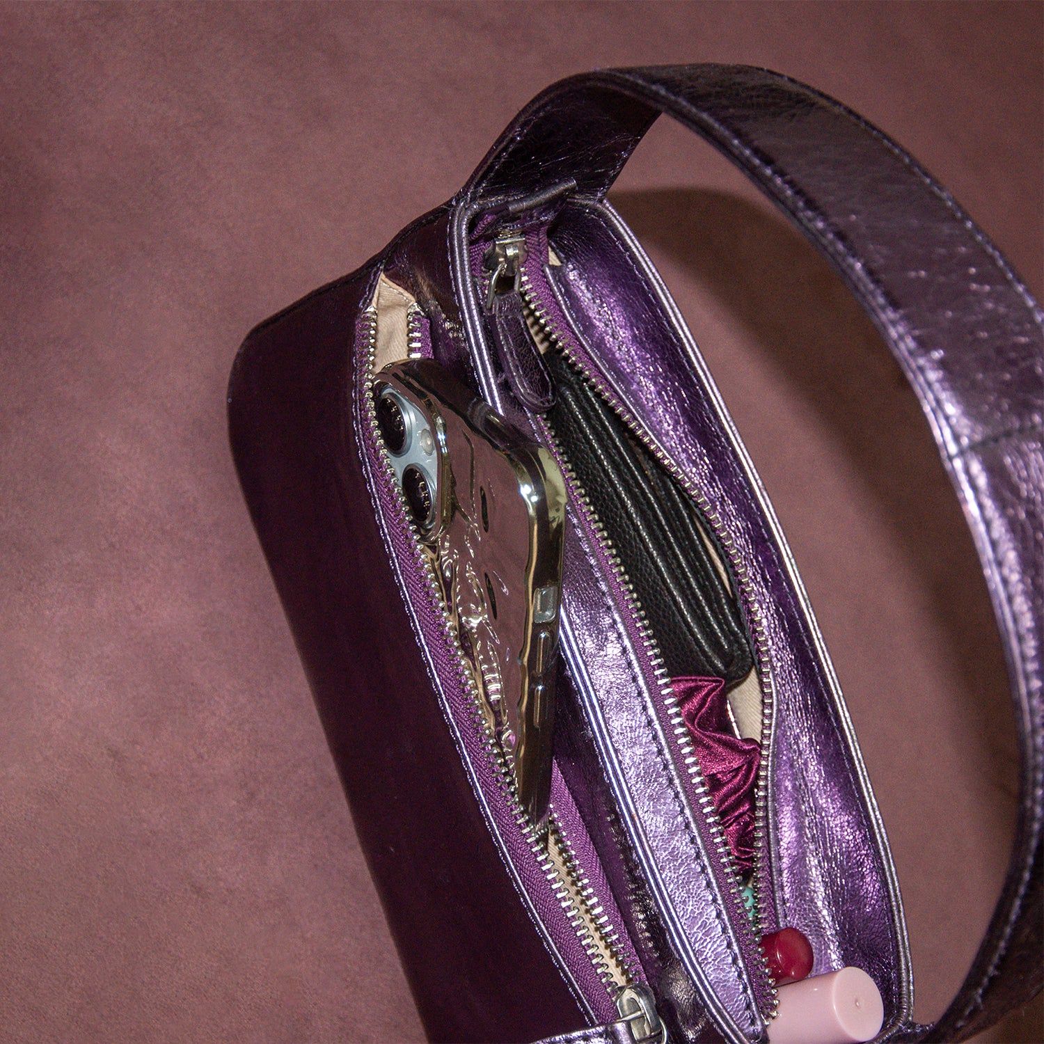 EMBER WOMEN'S MINI HANDBAG - GLOSSY FLUORESCENT VIOLET