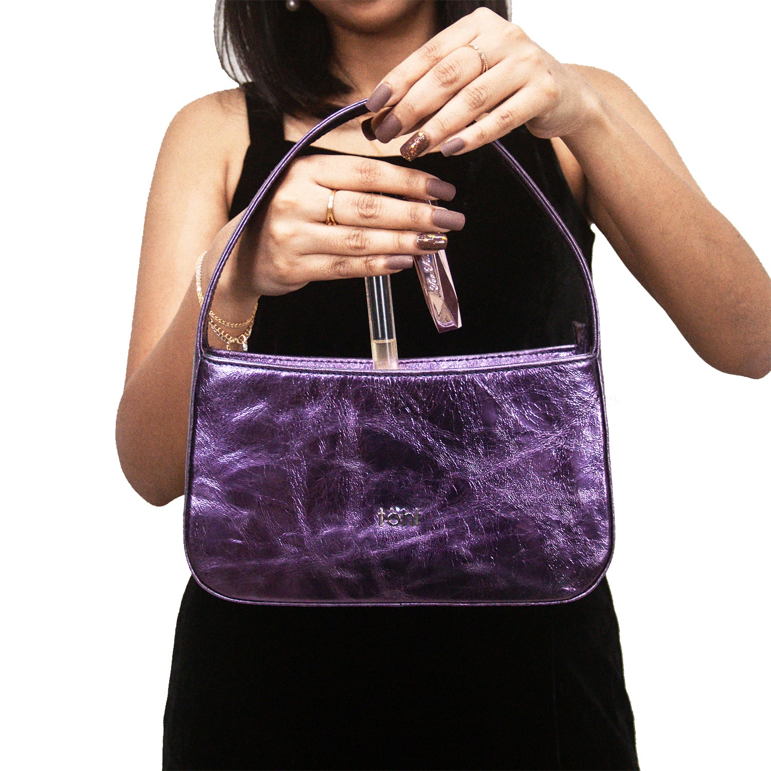 EMBER WOMEN'S MINI HANDBAG - GLOSSY FLUORESCENT VIOLET