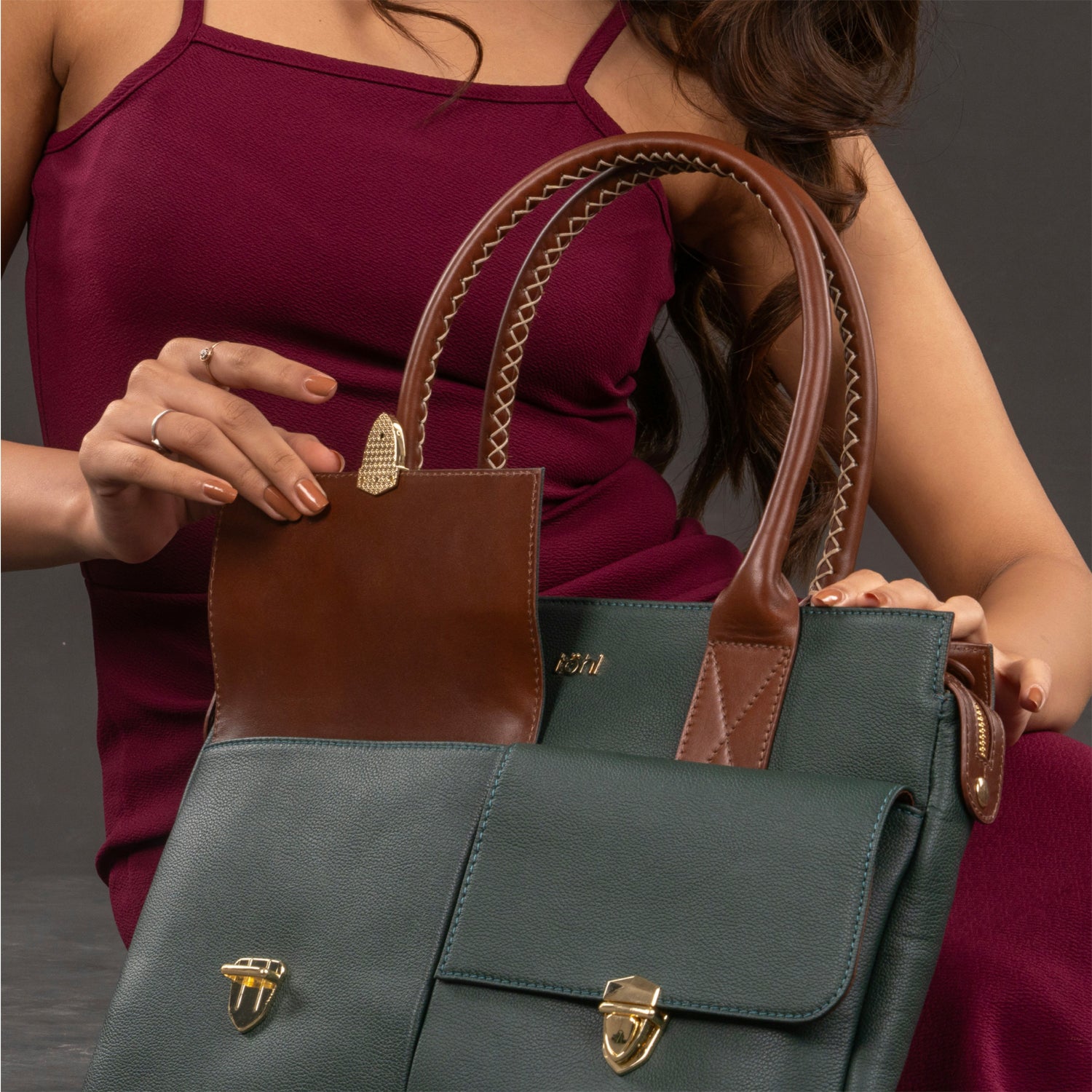 GALWAY WOMEN'S VALISE & SATCHEL - FOREST GREEN