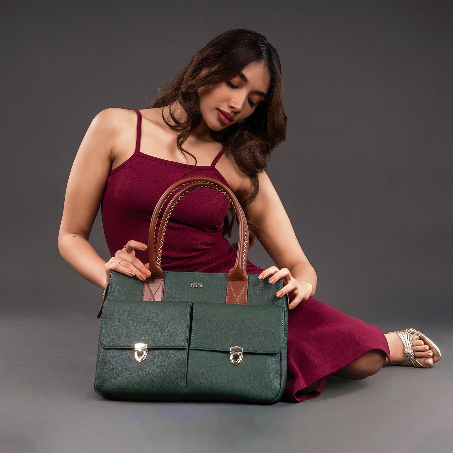 GALWAY WOMEN'S VALISE & SATCHEL - FOREST GREEN