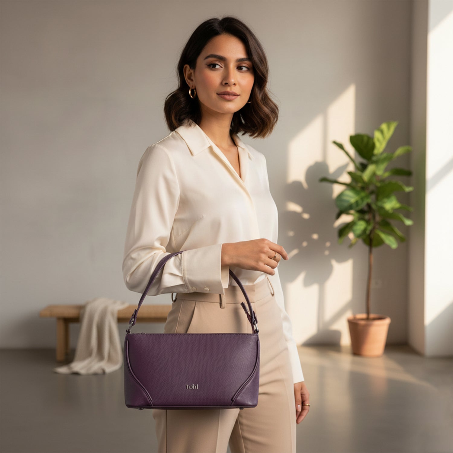 நிக்கோல் பெண்கள் தோள்பட்டை பாகுட் - கத்தரிக்காய்