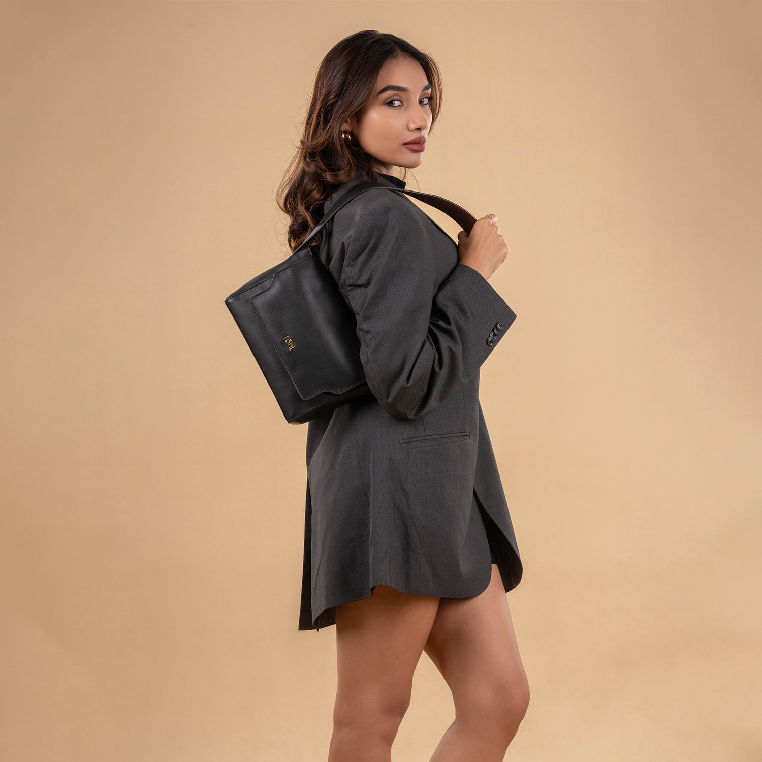 SERENA WOMEN'S SHOULDER BAG - CHARCOAL BLACK