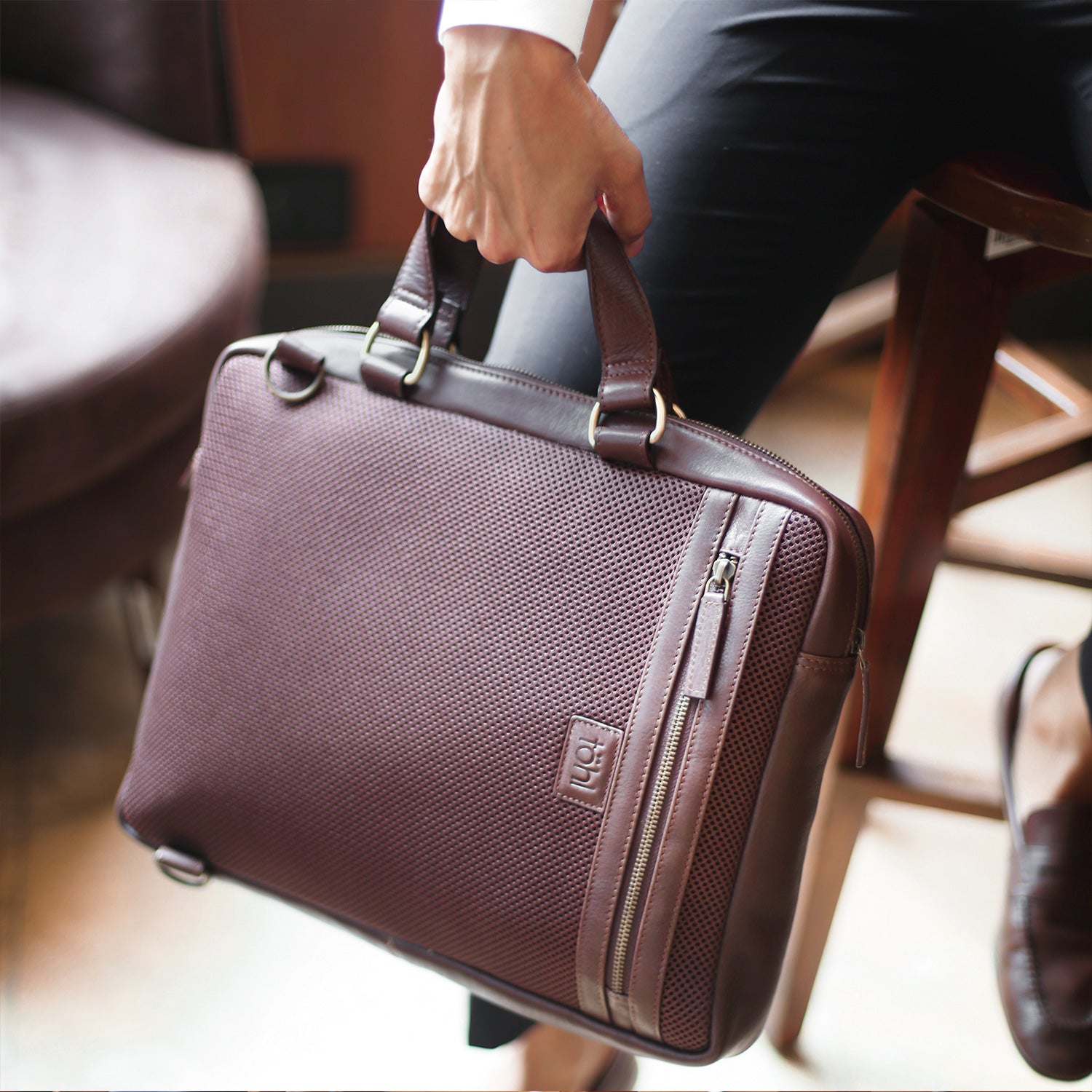 SIMONE MEN'S LAPTOP BAG - MUD