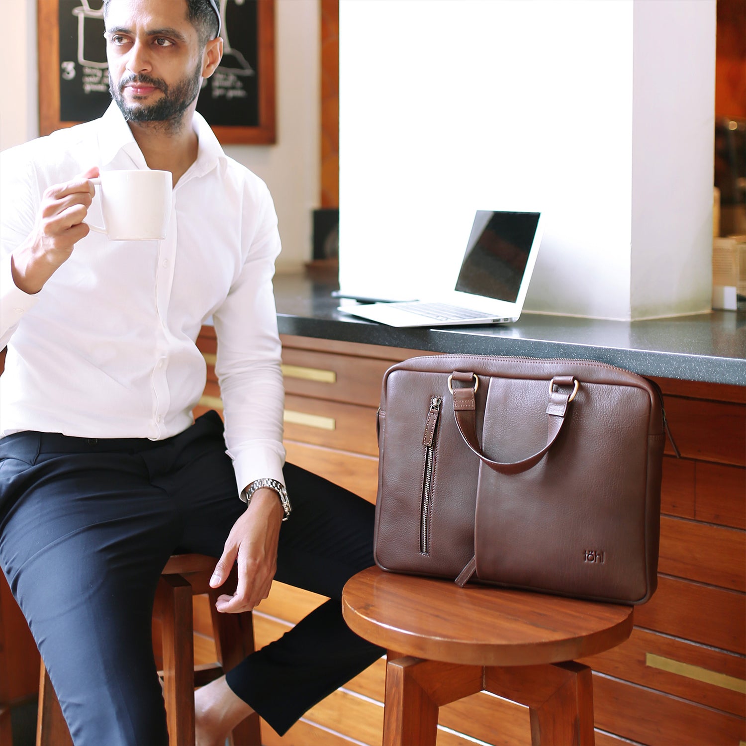 SIMONE MEN'S LAPTOP BAG - MUD