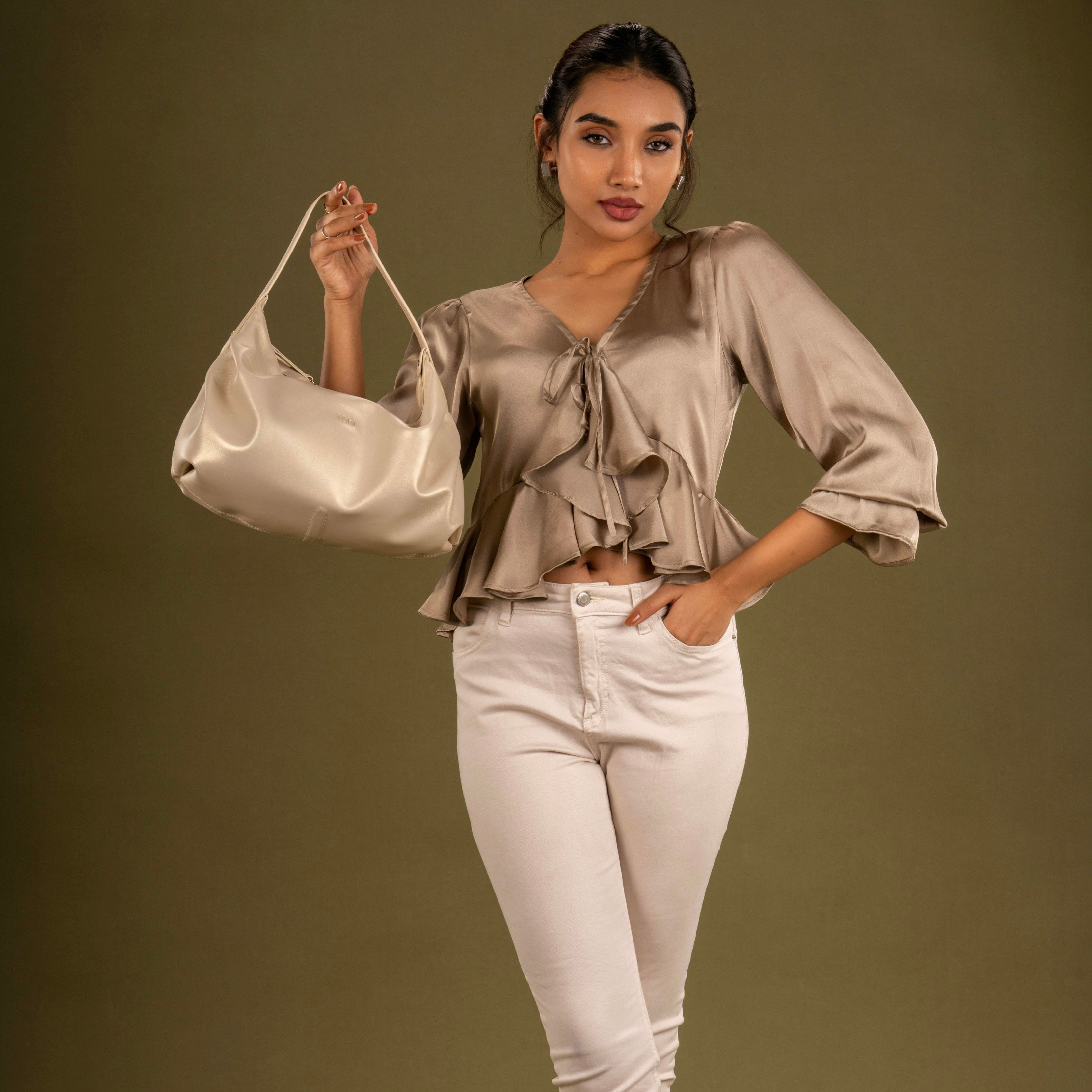 TINSLEY WOMEN'S SHOULDER BAGUETTE - CHAMPAGNE PEARL