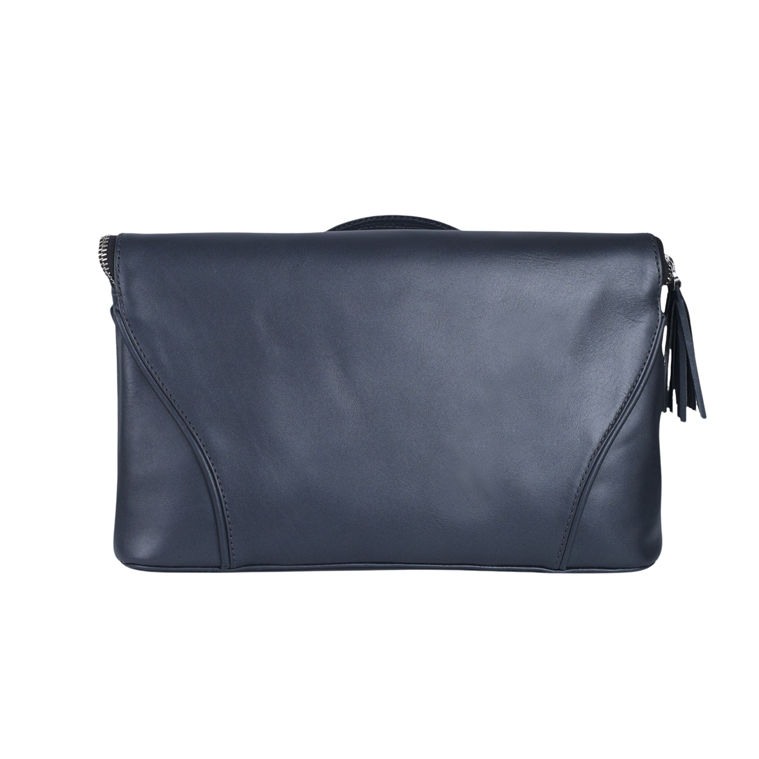 TARA WOMEN'S TASSELED CLUTCH - METALLIC CARBON