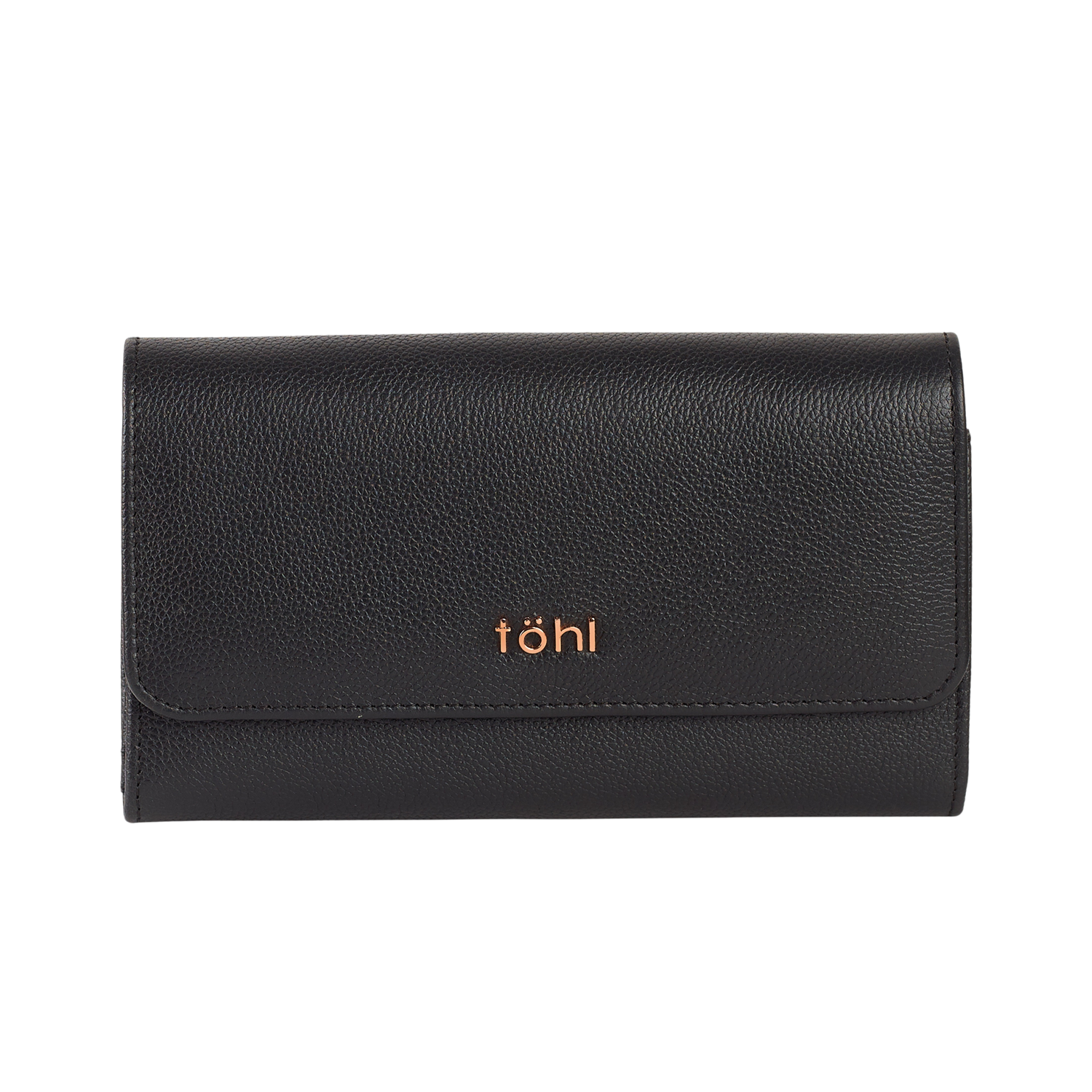 ALLEN WOMEN'S FLAPOVER WALLET - CHARCOAL BLACK