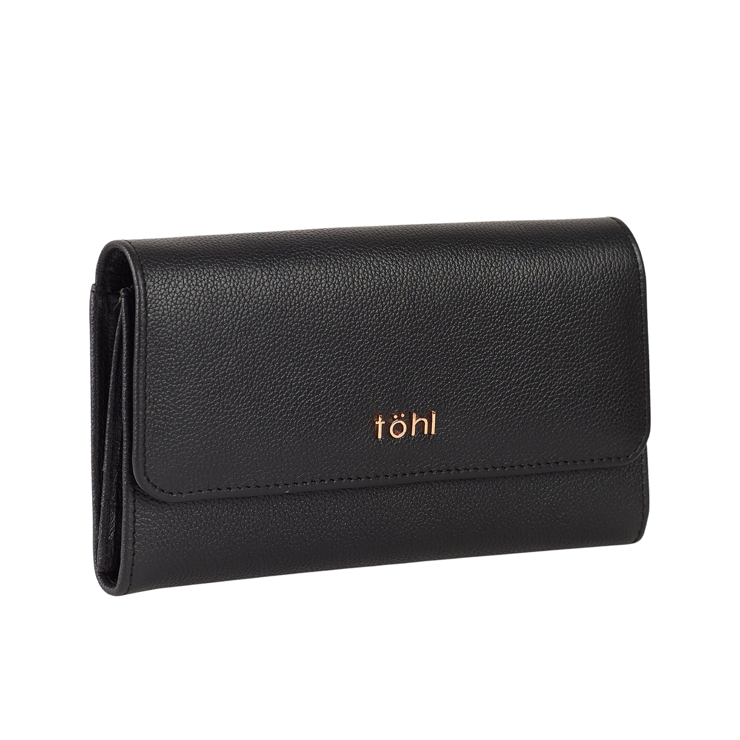 ALLEN WOMEN'S FLAPOVER WALLET - CHARCOAL BLACK