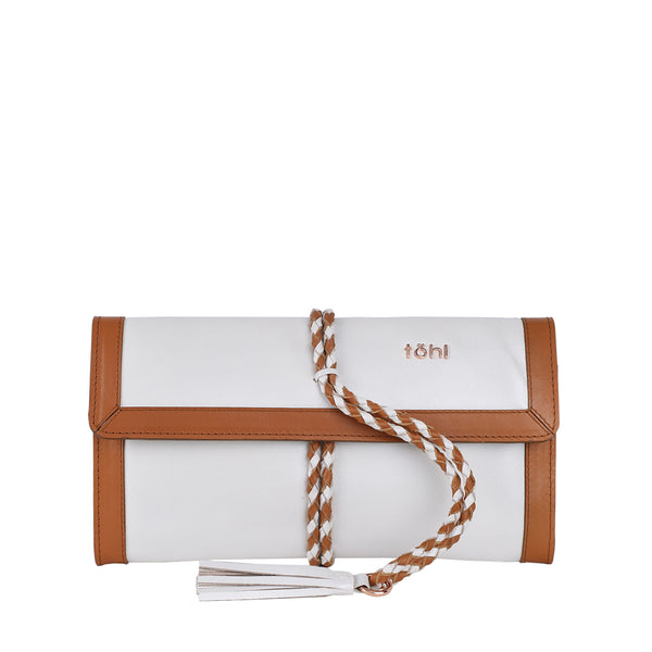 COLOUR SPOTLIGHT : CARAMEL SWIRL Tagged Champagne Pearl leather bag - tohl