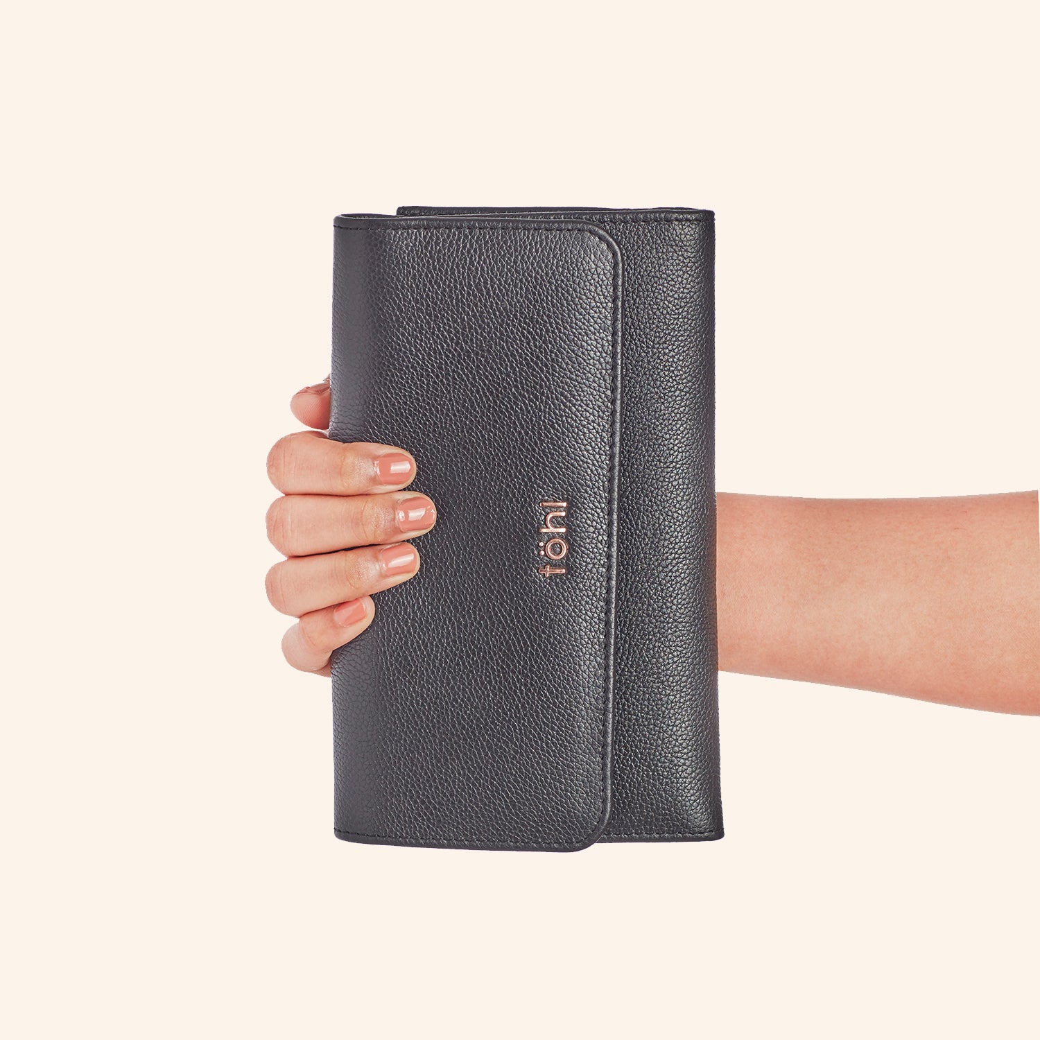 ALLEN WOMEN'S FLAPOVER WALLET - CHARCOAL BLACK
