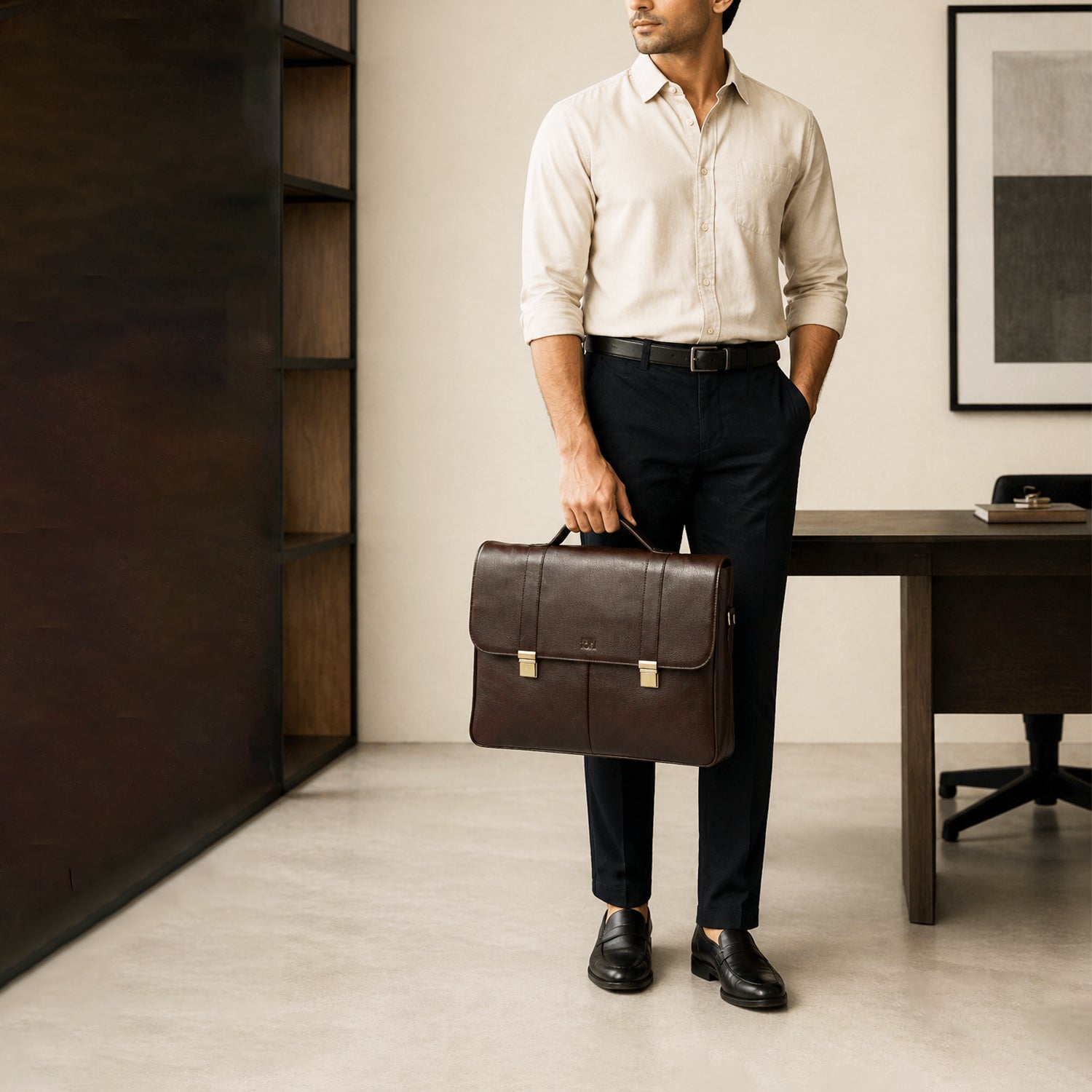 CUNEO MEN'S VALISE & SATCHEL - T MORO