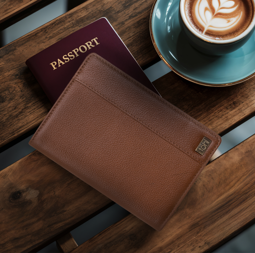 PASCAL MEN'S PASSPORT CASE - TAN