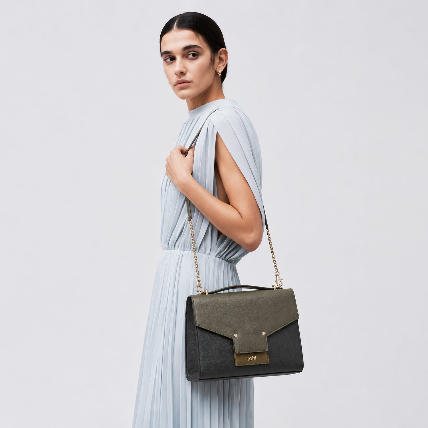 TERRAZA WOMEN'S CONVERTIBLE SLING BAG AND CLUTCH - CHARCOAL BLACK