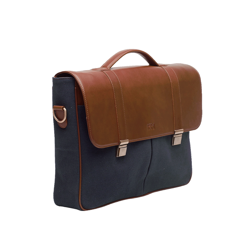 LECCO MEN'S VALISE & SATCHEL - NAVY