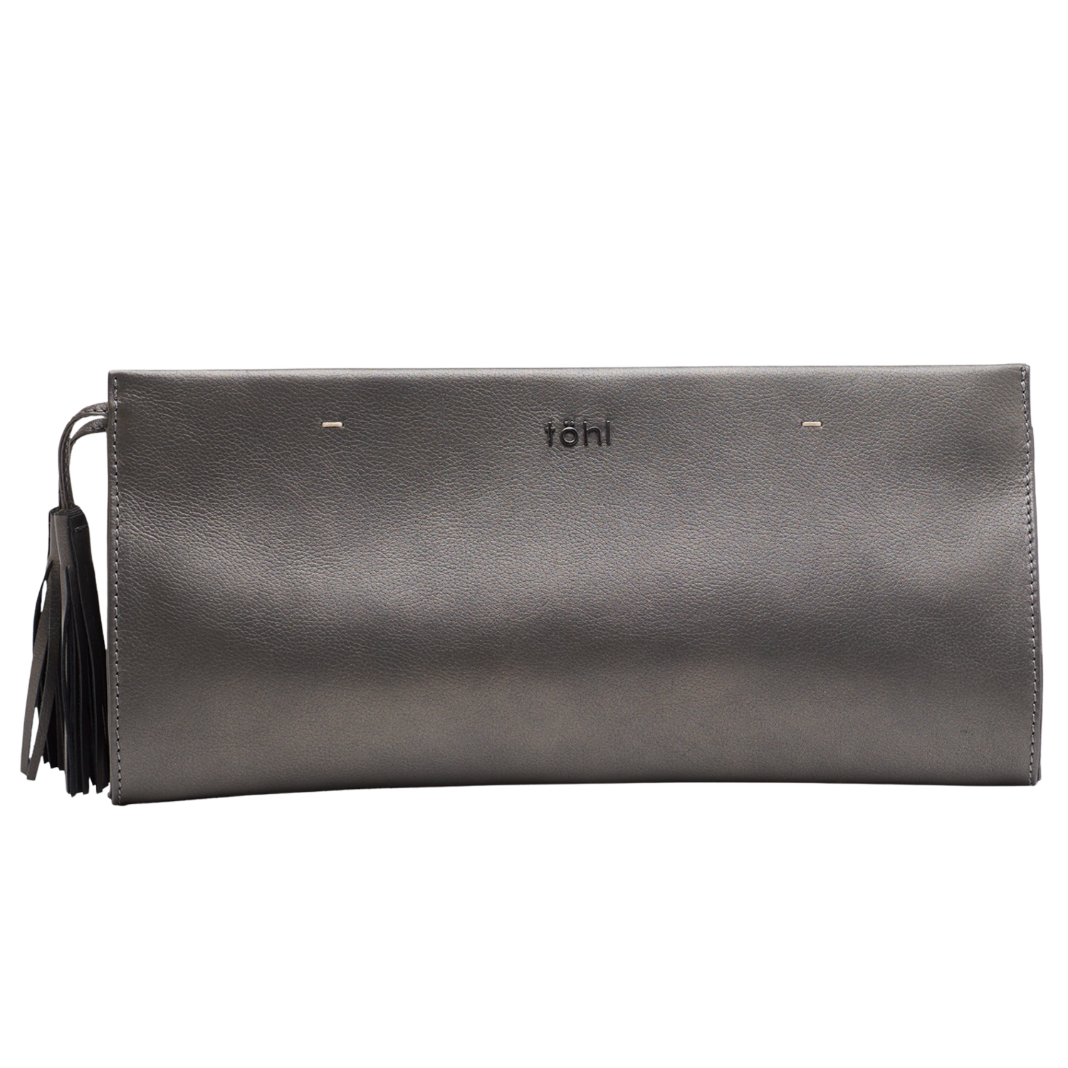 DEMI WOMEN'S TASSELLED GRIP CLUTCH - METALLIC SMOKE