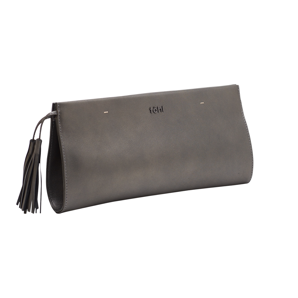 DEMI WOMEN'S TASSELLED GRIP CLUTCH - METALLIC SMOKE