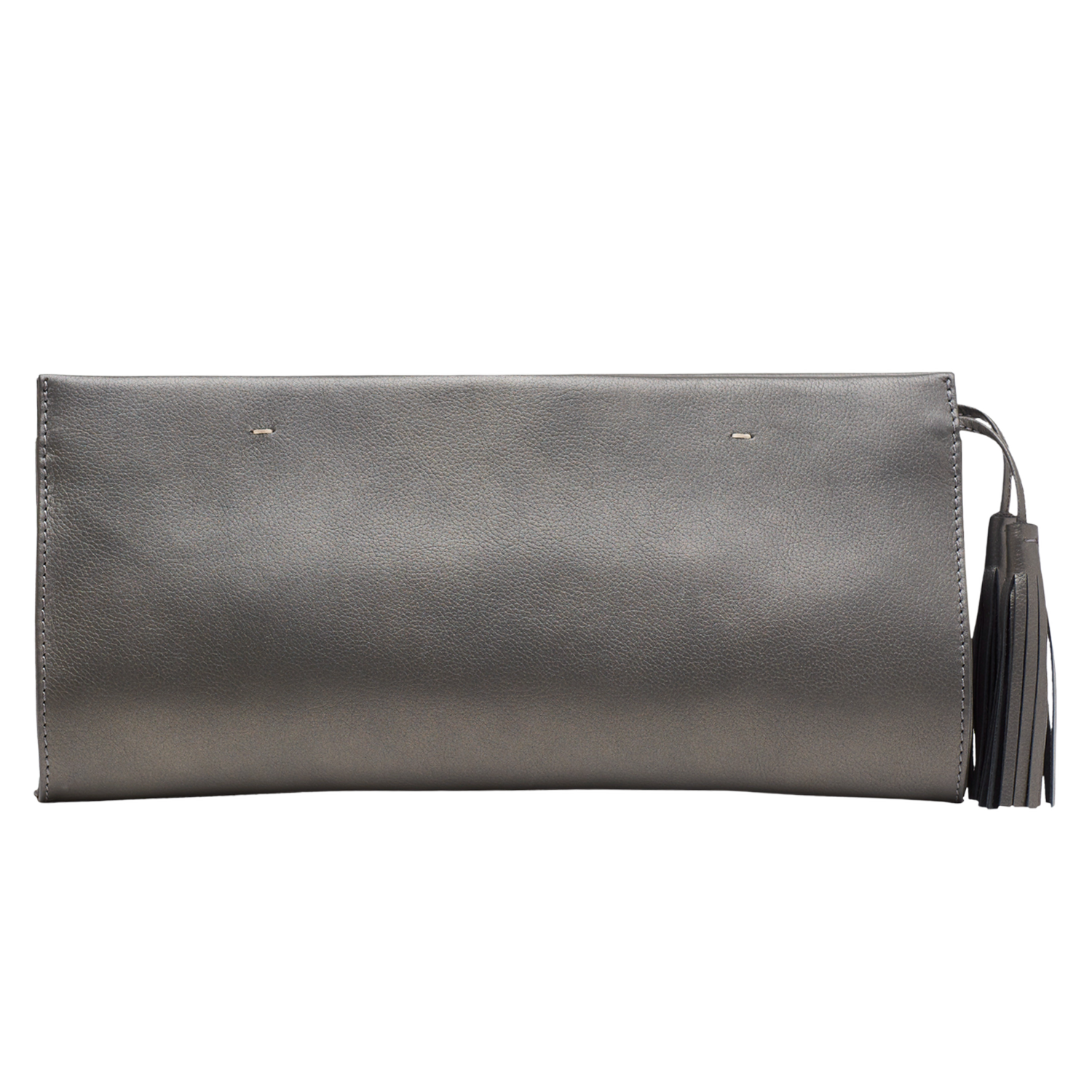 DEMI WOMEN'S TASSELLED GRIP CLUTCH - METALLIC SMOKE