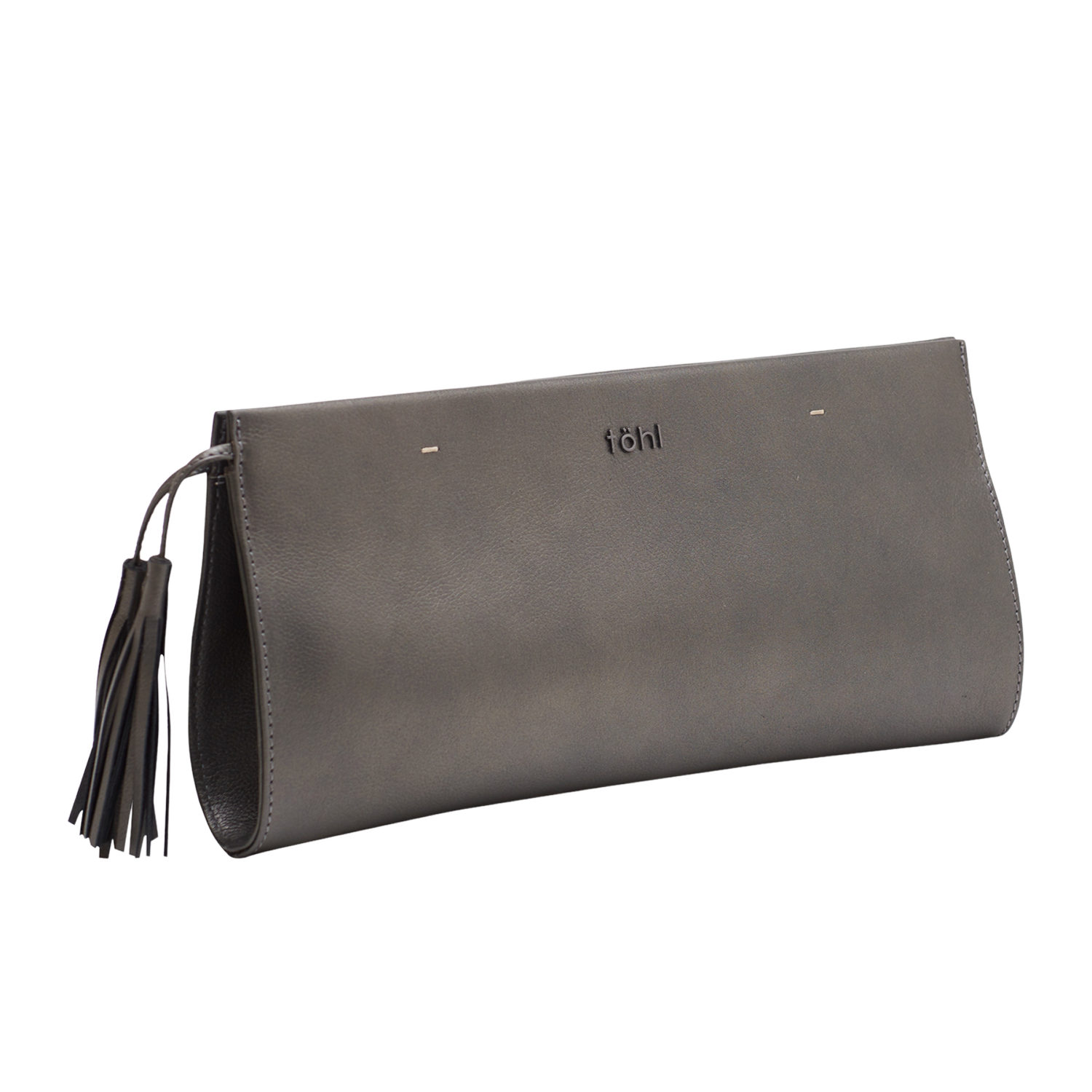 DEMI WOMEN'S TASSELLED GRIP CLUTCH - METALLIC SMOKE