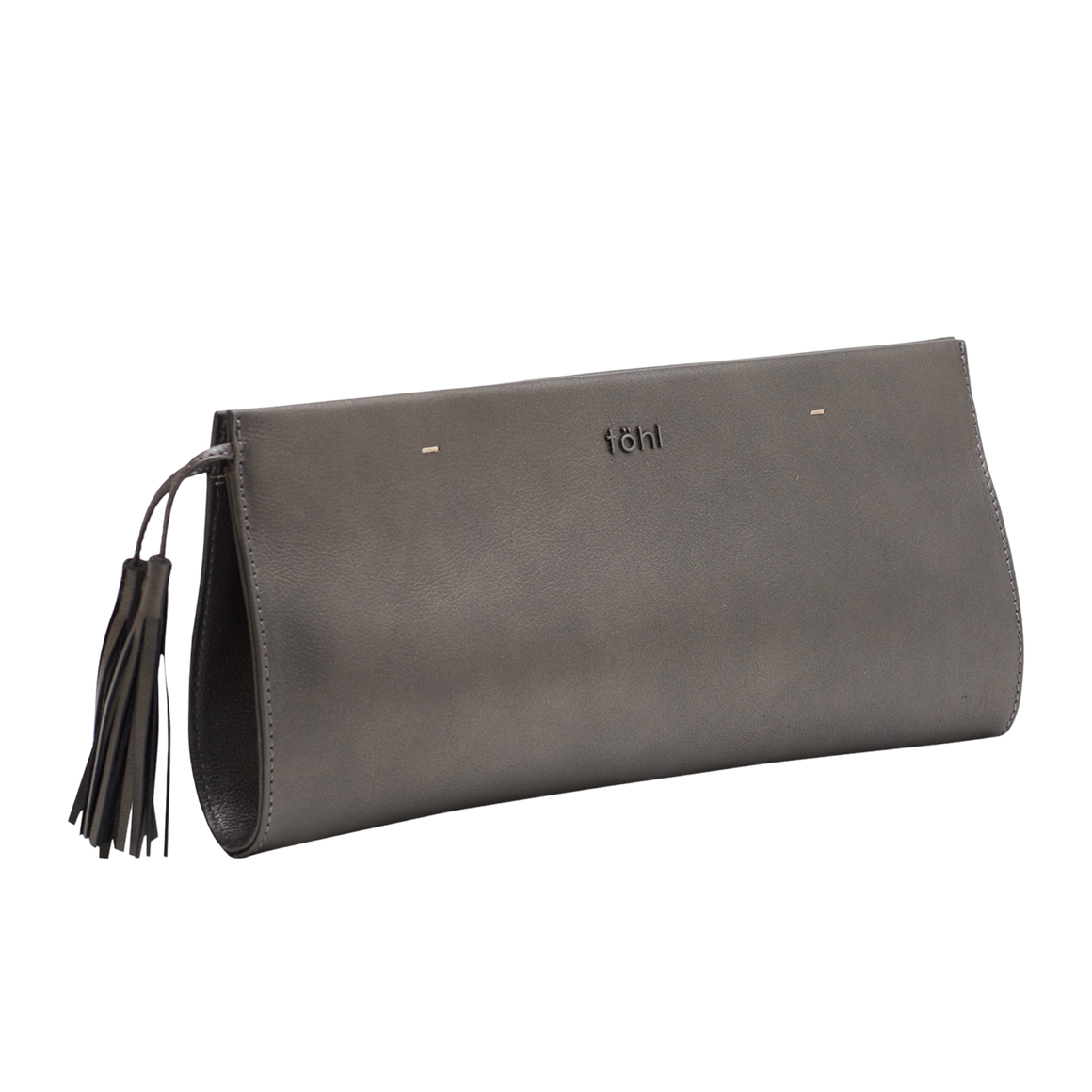 DEMI WOMEN'S TASSELLED GRIP CLUTCH - METALLIC SMOKE