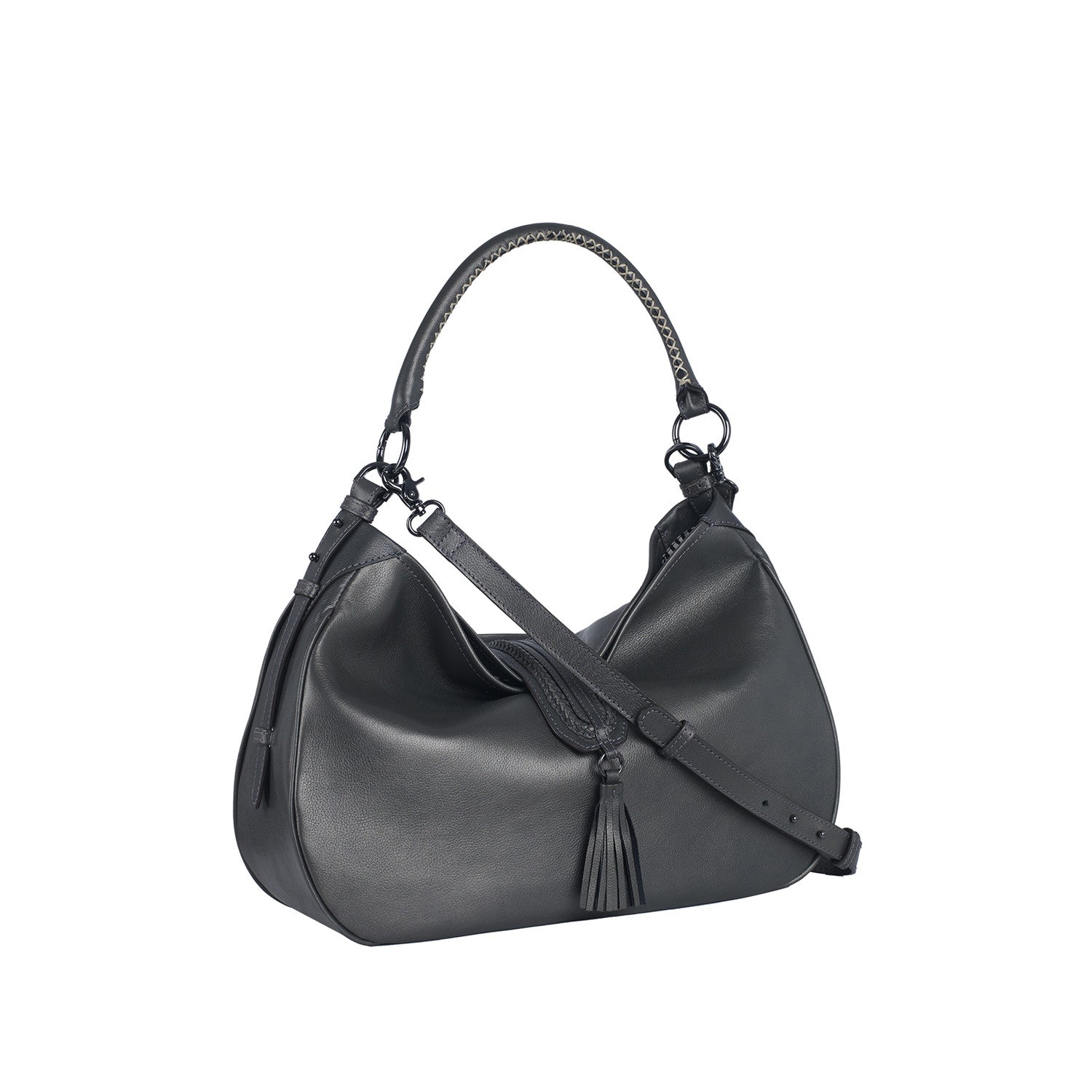 Metallic patent-leather handbag