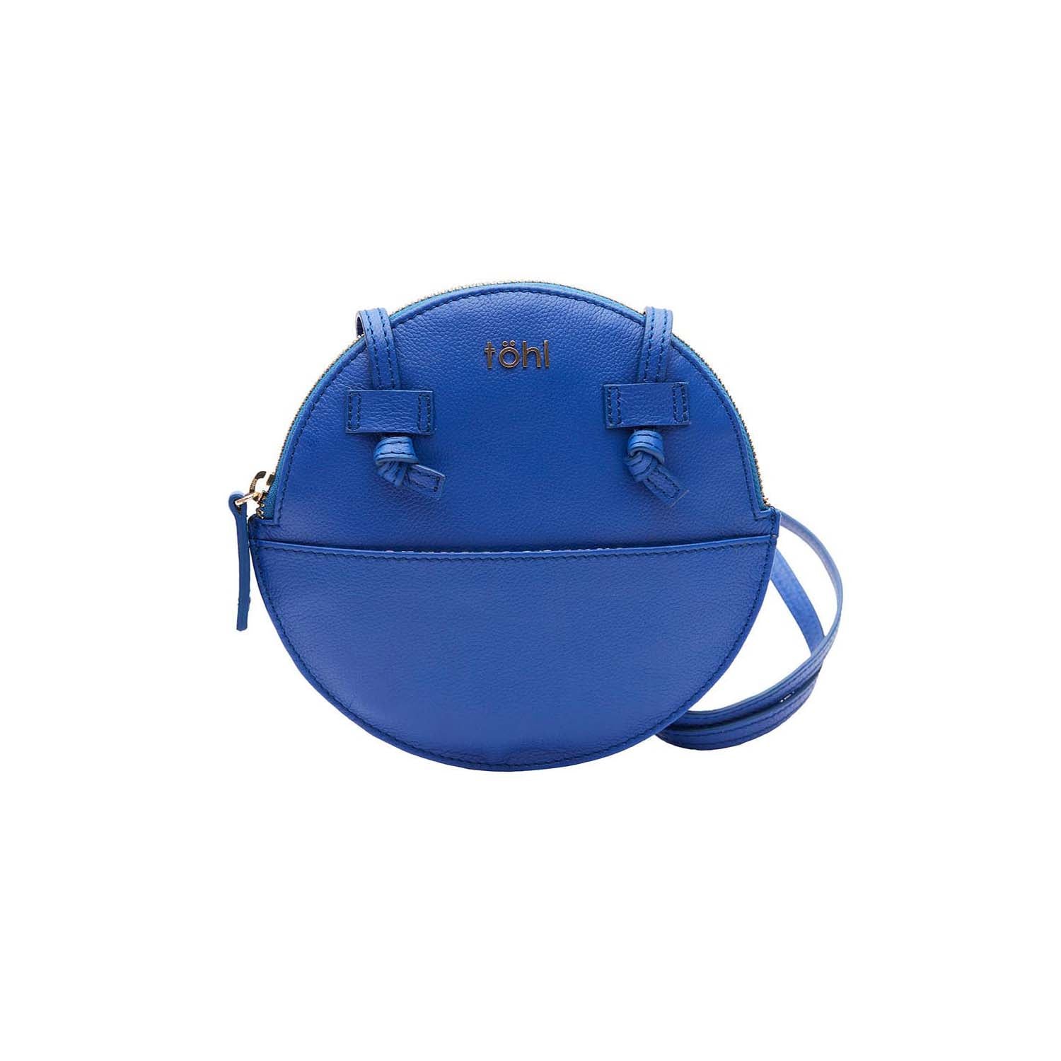 Blue Leather Tote Bag